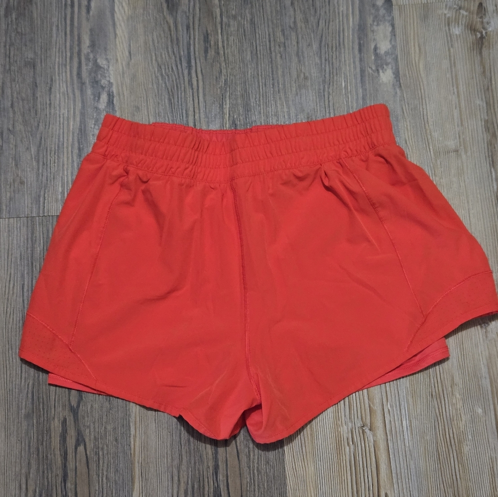 Red Athletic Shorts with Compression Layer and Elastic Waistband - Picture 12 of 14